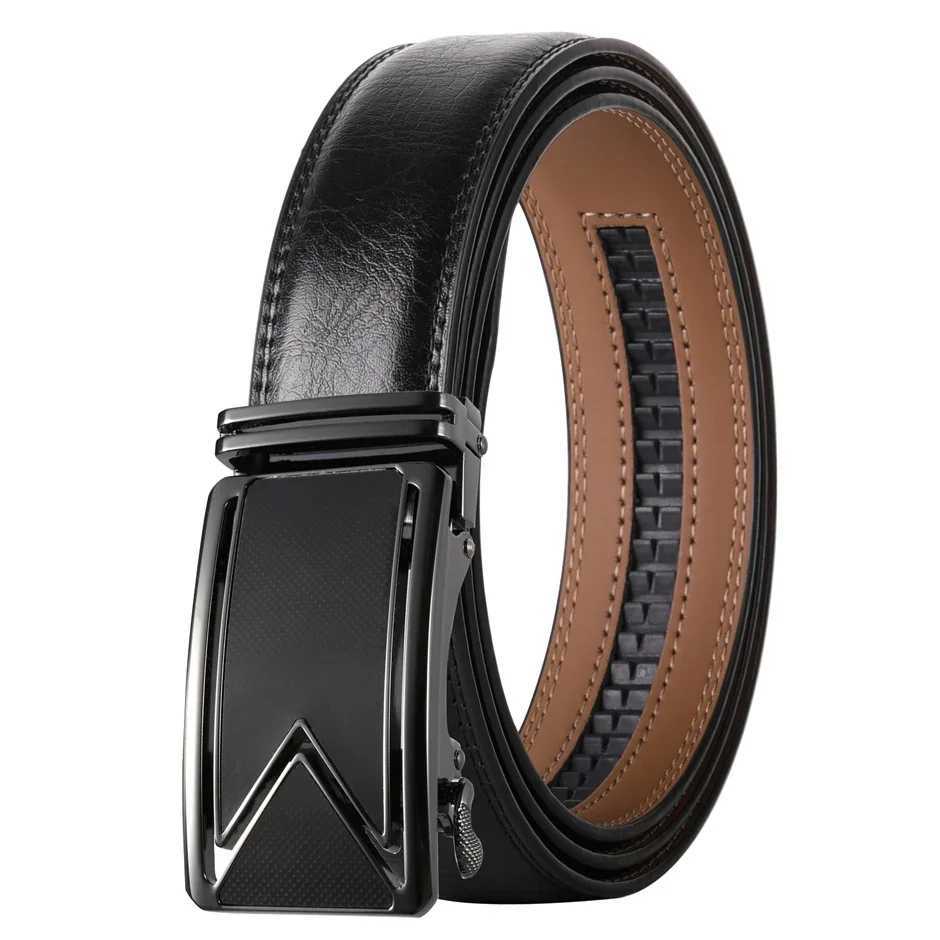 Plyesxale Men Belt 2024 Cowhide Genuine Leather Belts For Men Luxury Automatic Buckle Belts Brown Black Cinturones Hombre B55 W251024