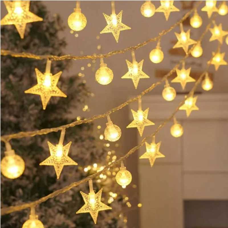 3M Christmas Lights Snowflake Strings Lights Fairy Lights Star Ball LED Lamp for Home Christmas Tree Garden Decorations Supplies C251024