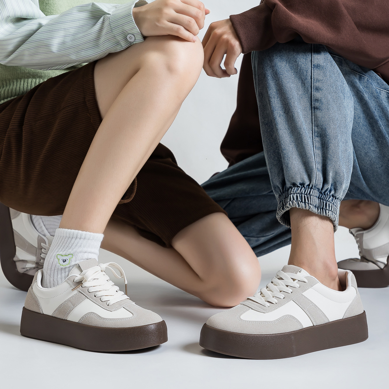 design Casual Shoes Pu Leather 3.5cm Thick Sole Sneakers for Men and Women with box free shipping