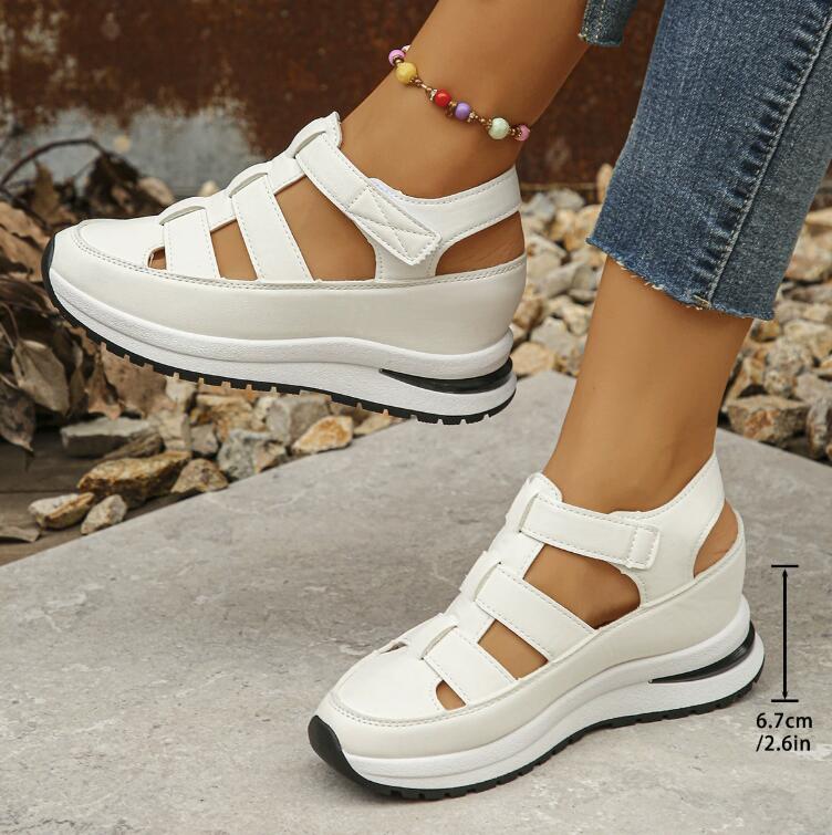 Hollow out casual sandals for women summer 2024 versatile thin sponge cake thick sole high height women's shoes Z 10.21-6