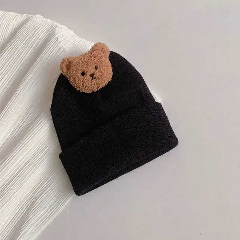 Cartoon Bear Baby Knitted Hat Autumn Winter Warm Newborn Infant Beanies for Boys Girls Soft Comfortable Toddler Kids BonnetL251024
