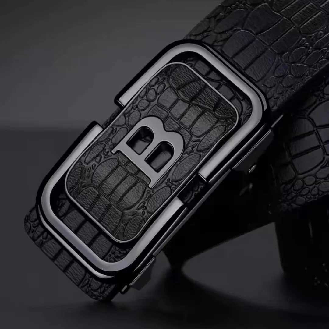 Personalized Simple Crocodile Pattern Automatic Buckle Belt Paired With Casual Business Belt Fashion Mens Unique Design Belt W251024