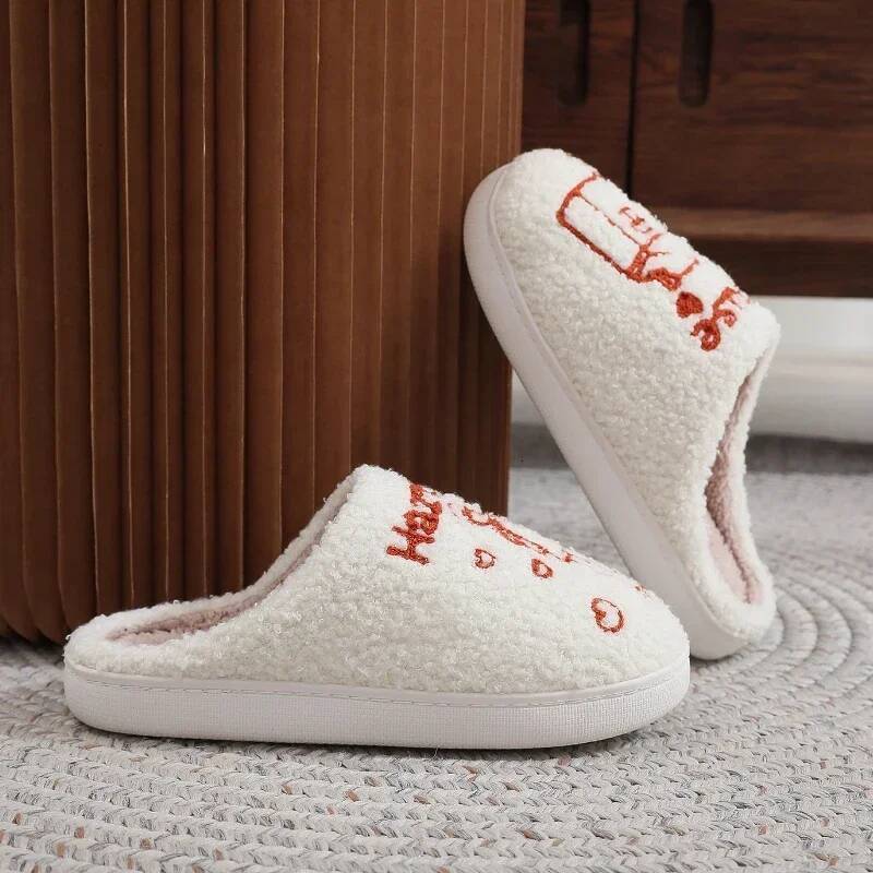 Men Women Household Slippers Autumn Winter Indoor Plush Warm Comfortable Flat Bottom Cotton Thick Sole Casual Shoes 2025 ddmythur