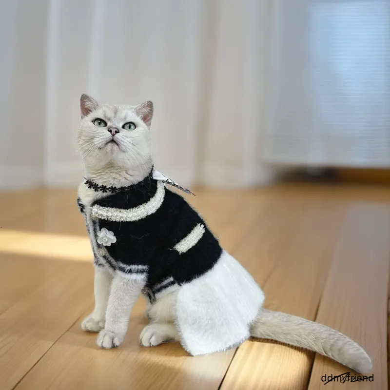 Sweater Dress With Bowtie, Mink Fur Fabric Dog Turtleneck Pullover Knitwear Puppy Girls Cold Weather Sweater, Suitable For Small Dogs Puppies M Y228 D