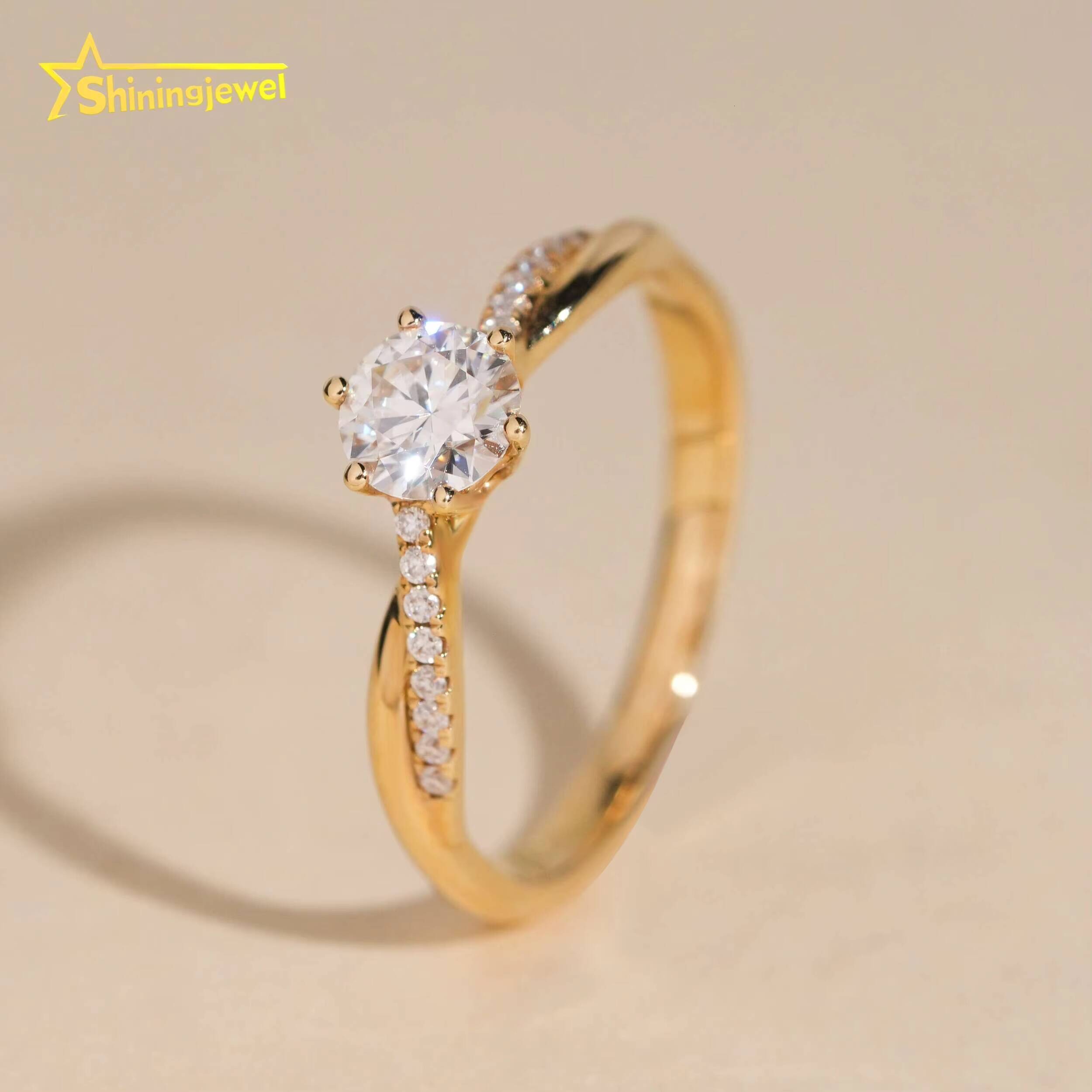 Fine Jewelry 14K Solid Gold D VVS Moissanite Ladies Ring High Quality Custom Moissanite Engagement Wedding Ring for Women