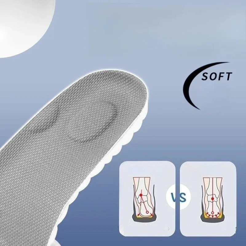 1Pair 4D Latex Sports Shock Absorption Insole PU Memory Foam Breathable Arch Support Orthopedic Shoes Pad251020