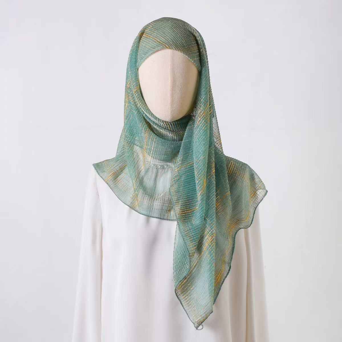 T2143 Spring and Summer New Korean Version Women's Fashion Temperament Gold Silk Long Scarf Advanced Shawl Scarf