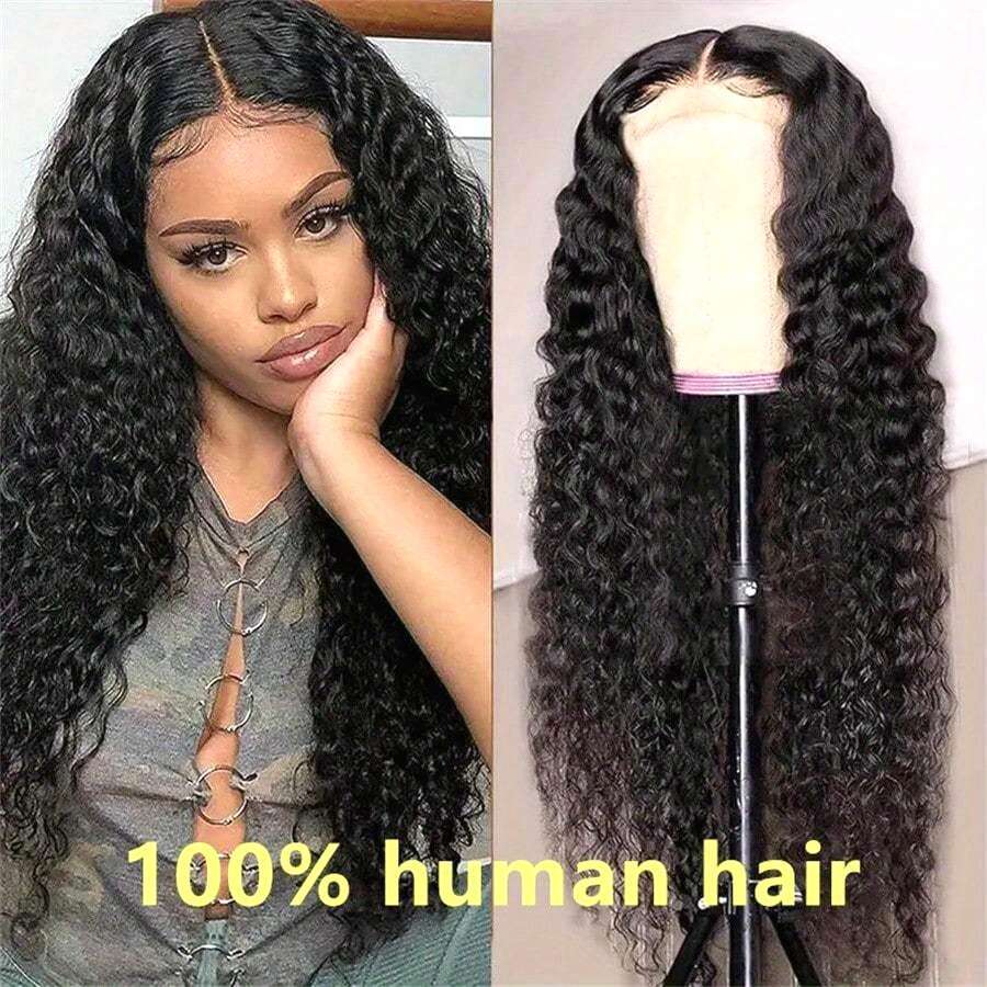 250% Density Deep Wave Lace Front Brazilian Virgin Wig with Baby Pre-Plucked Bleached Knots, Black & Blonde Wavy Hair for Women, Men, Unisex - 100% Hu