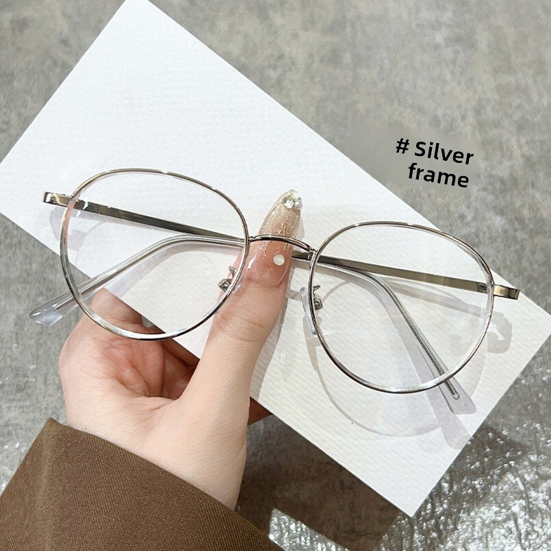 25 New Anti-Blue Light Plain Unisex Versatile Metal Frame Internet Celebrity No-Makeup Face Slimming Decorative Prescription Glasses