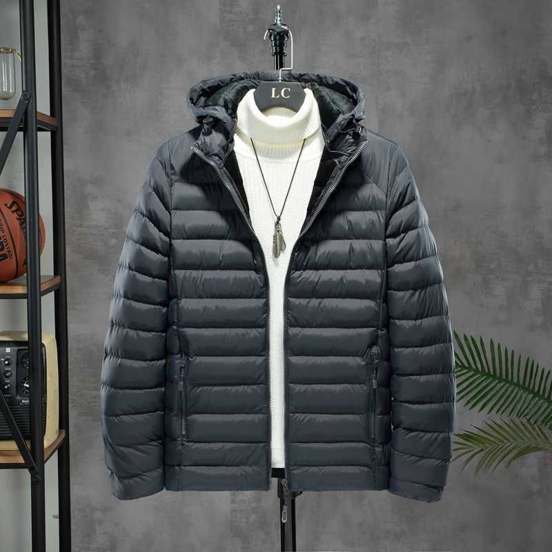 Men Down Padded Jacket Lightweight Autumn Winter Windproof Puffer Coat Mens White Duck Hooded Casual Outwear Detachable Hat Z251024