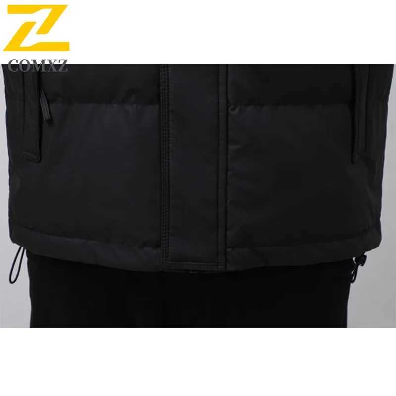 COMXZ White Duck Down Mens New Classics Splicing Hooded Climbing Lightweight Parka Casual Working Cold Protection Winter Garment Z251024
