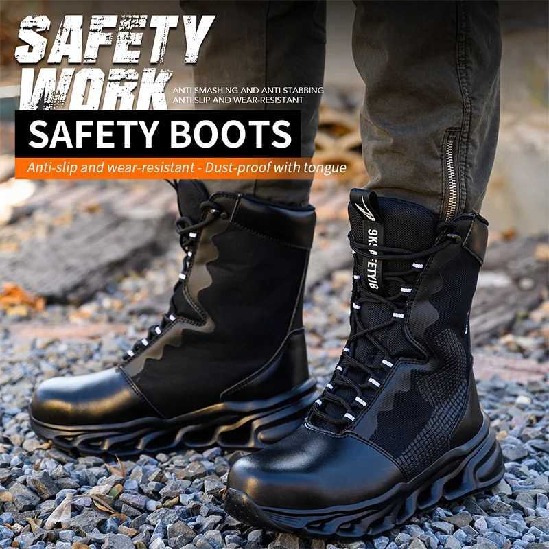 Safety Shoes Men Boots High Top Work Sneakers Steel Toe Antismash PunctureProof Work Boots Breathable Indestructible Shoes W251024