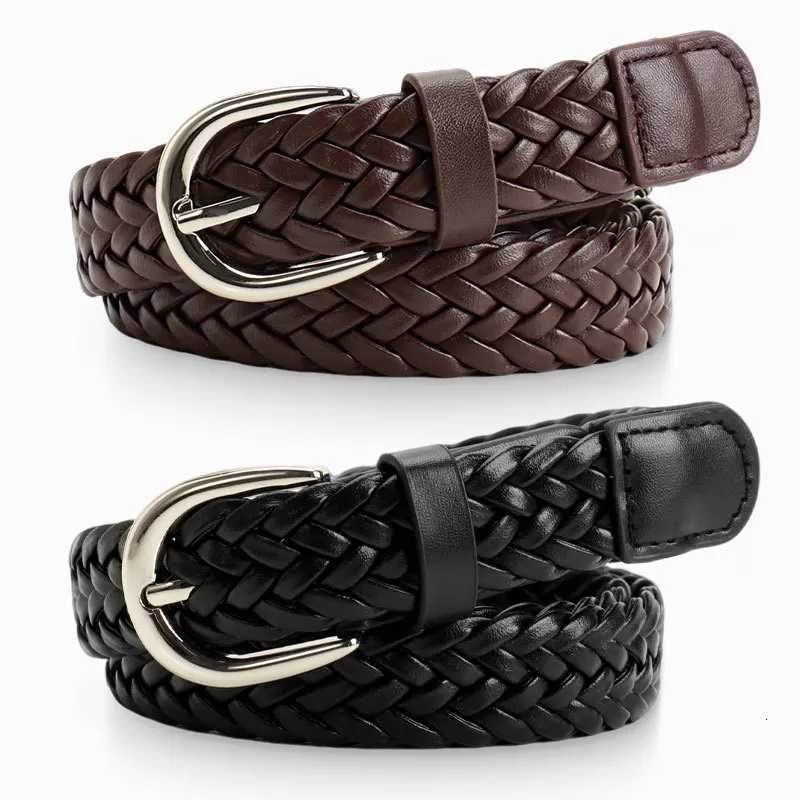 Brown Pu Braided Womens Belt Simple Design Dress Jeans Decoration Accessories Girdle Gothic Vintage Pin Buckle Black Waistband W251024