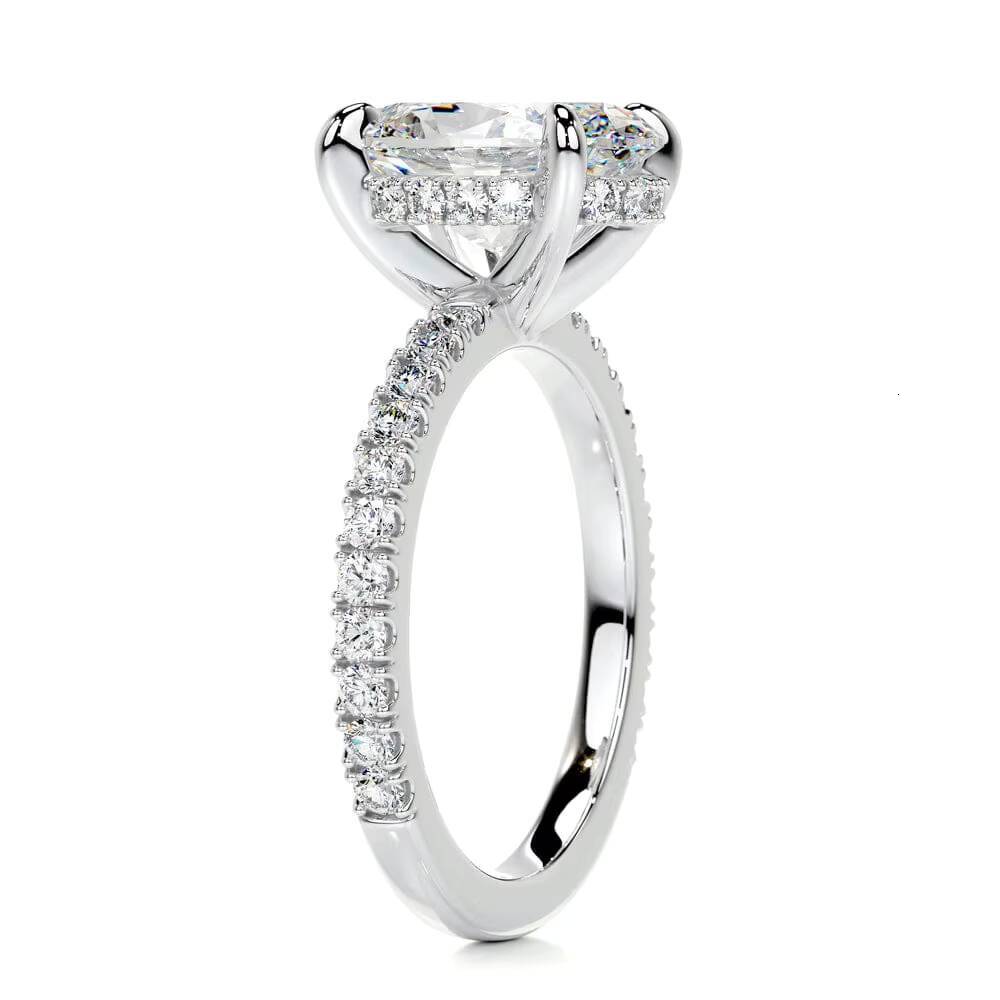 Oval Cut VVS Moissanite Diamond Engagement Ring with a Pave Diamond Band in 925 Sterling Sliver Fashion and Luxury Ring
