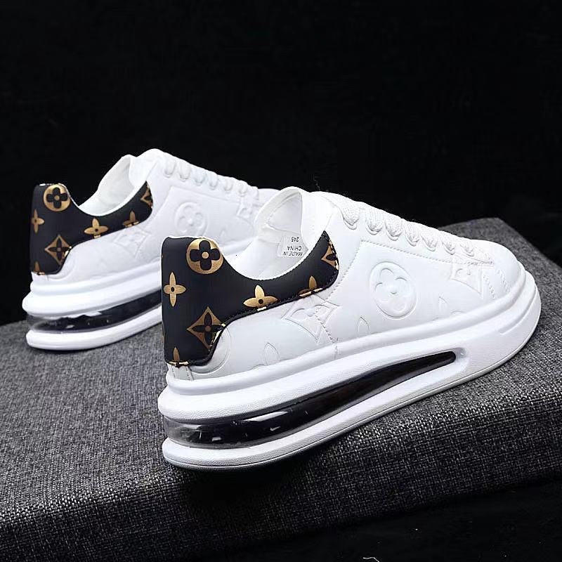 Fashion Designer Printed Casual Shoes Pu Leather Waterproof Air Cushion Sneakers for Men