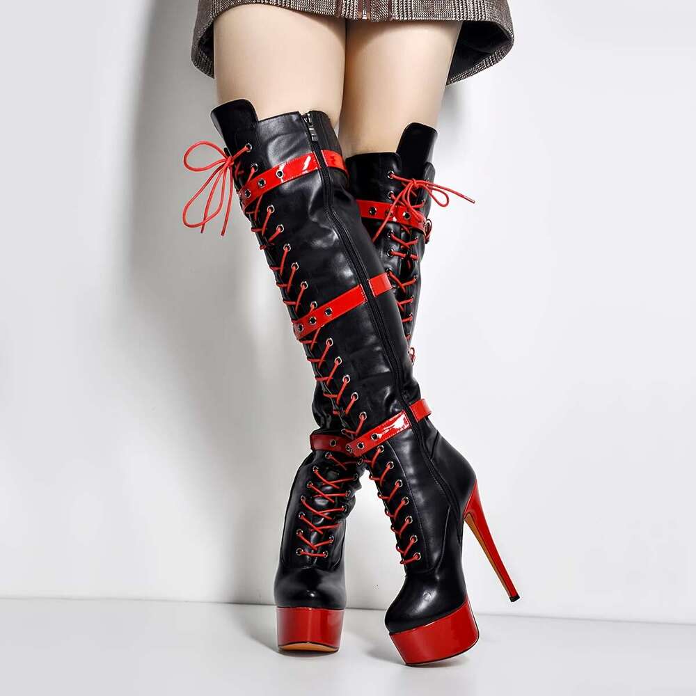 Stiletto Heel Color Blocked Knee High Boots