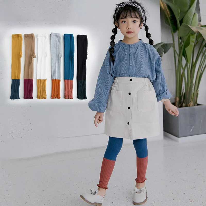 Baby Cotton Leggings for Girls Double Needle Patchwork Spring Autumn for Infant Fashionable Kids LeggingT251024