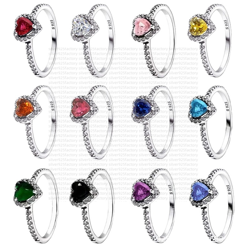 Rings Heart gold Rings for women Multiple colored heart-shaped rings with box designer luxury jewelry 925 Silver sparkle Diamond ring Wedding Ring Factory Wholesale