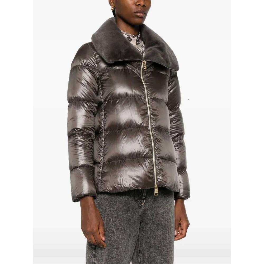 2025 New Style Zipper Fur Collar Large Lapel Temperament Commuter Down Jacket Coats Designer Women
