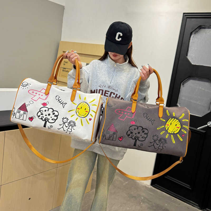 Graffiti Personality Travel Bag for Women, Printed Handbag, Business Trip Luggage Bag, Outdoor Leisure Large Capacity Crossbody Bag