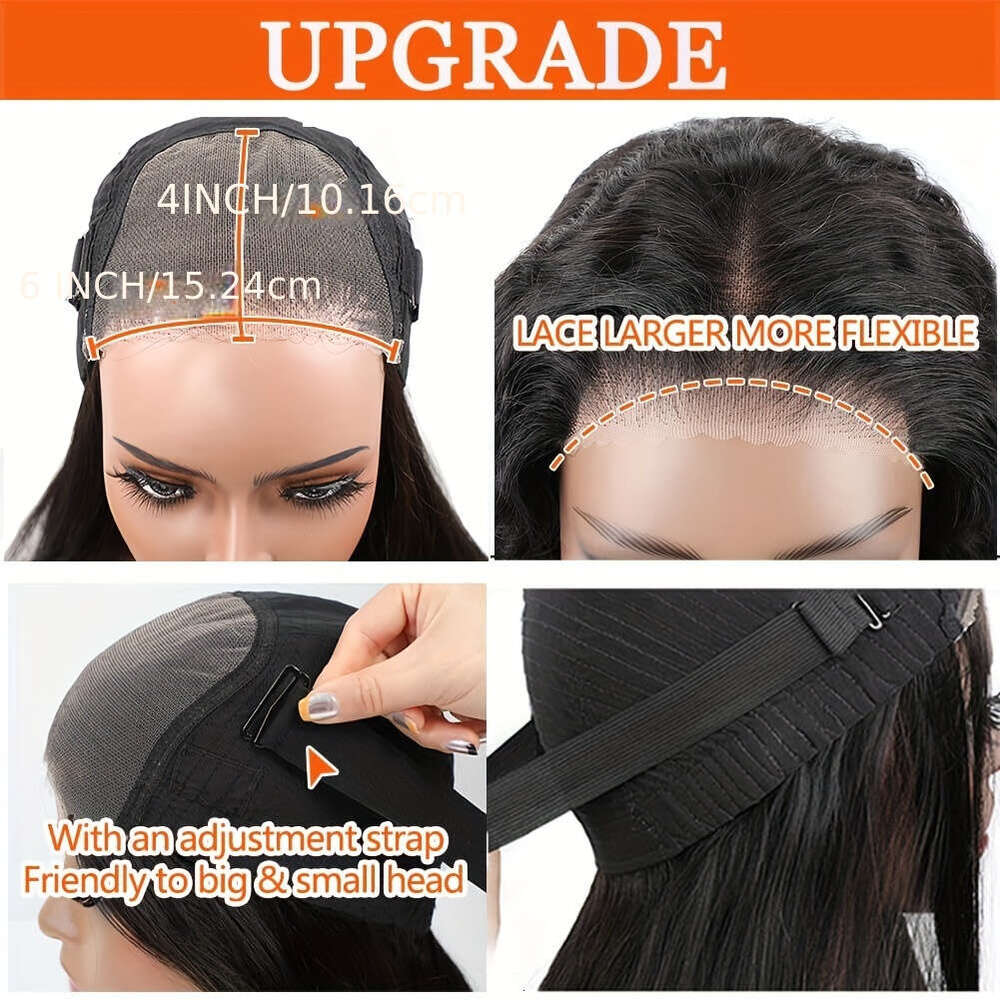 Elegant Deep Wave Glueless Human Hair Wig - Pre-Plucked 6x4 HD Lace Front, Ready to Wear, 200% Density, Natural Black Curly Texture Women, Perfect for