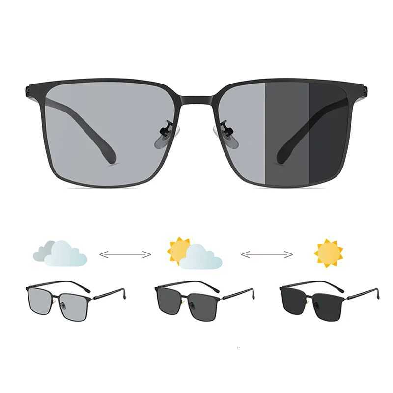 Luxury Stainless Photochromic Men Sunglasses High Quality Metal Square Polarized Change Color Sun Glasses Fashion Driving ShadesT251024