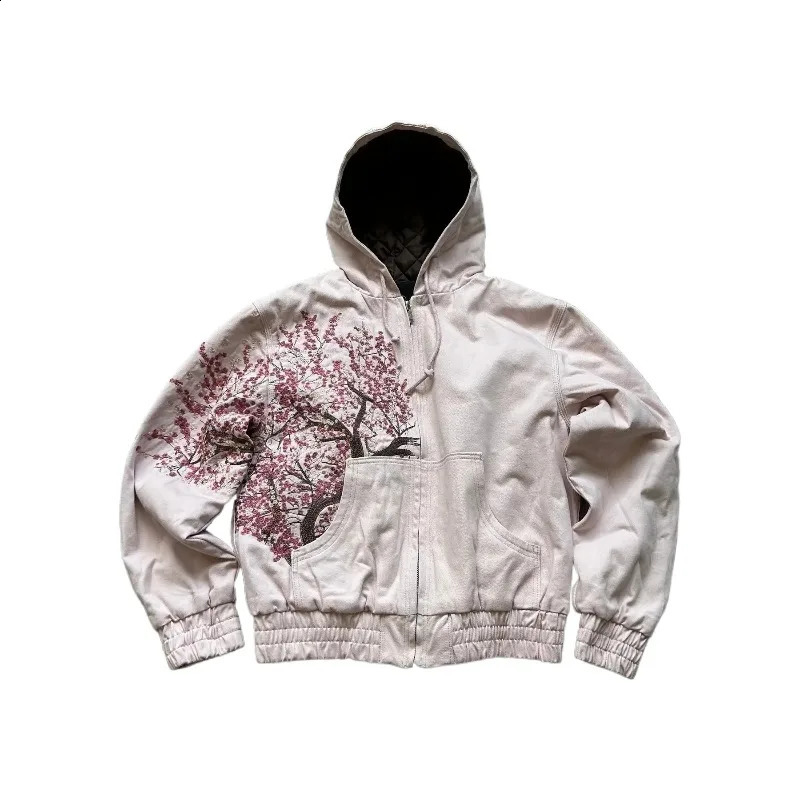 Y2K Harajuku Plum Tree Embroidered Oversized Pink Zipper Hoodies For Men and Women Gothic Fashion Retro Street Sweatshirts 251018
