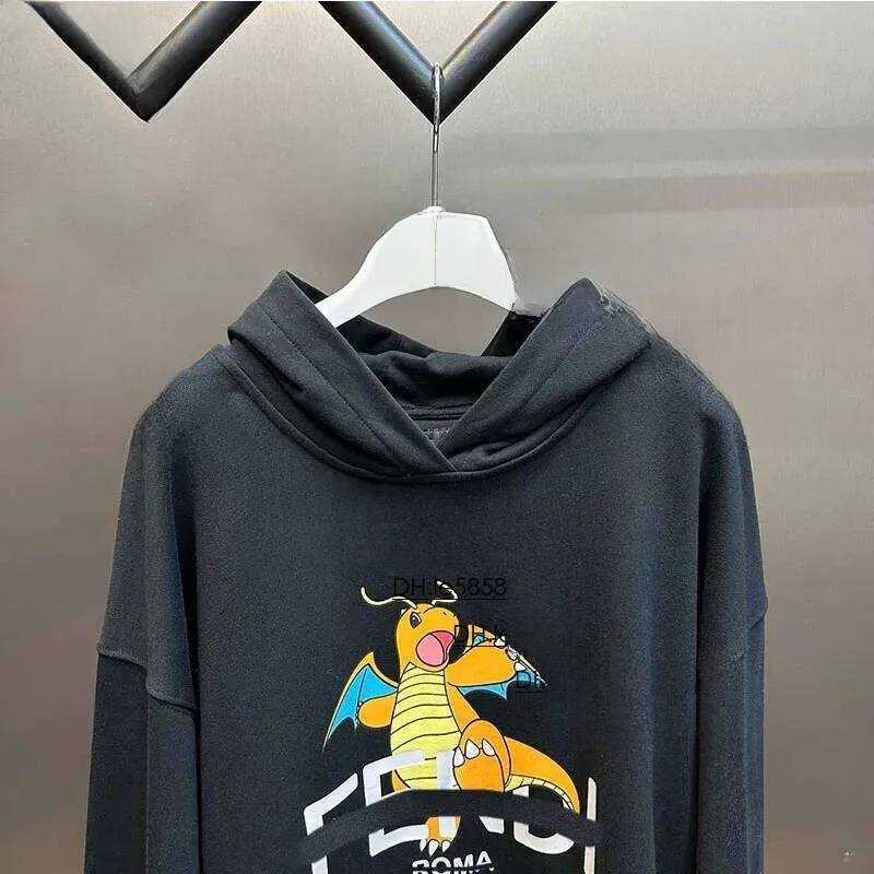 FW24 Show Mens Fashion Designer Hoodie Dragonite Black Cotton Oversized Long Sleeved Jersey Sweatshirt Designer Hoodie Jacket Tracksuit Men Polo Veste
