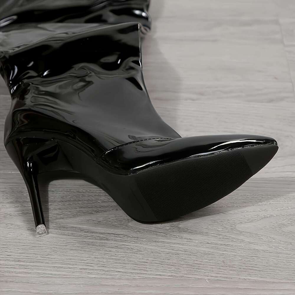 European And American Plus-Size Pointed-Toe Stiletto High-Heeled Cover Boots, Four-Season Over-The-Knee Women's Boots