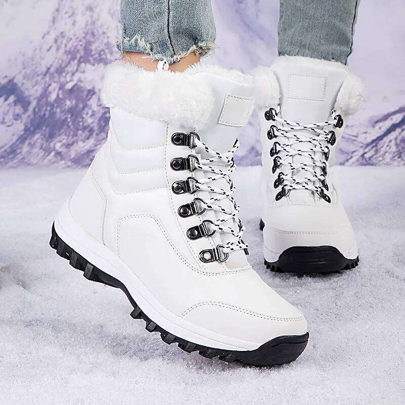 Women's Autumn Winter High-Top Warm Cotton Snow Boots Comfortable Cold Weather Shoes