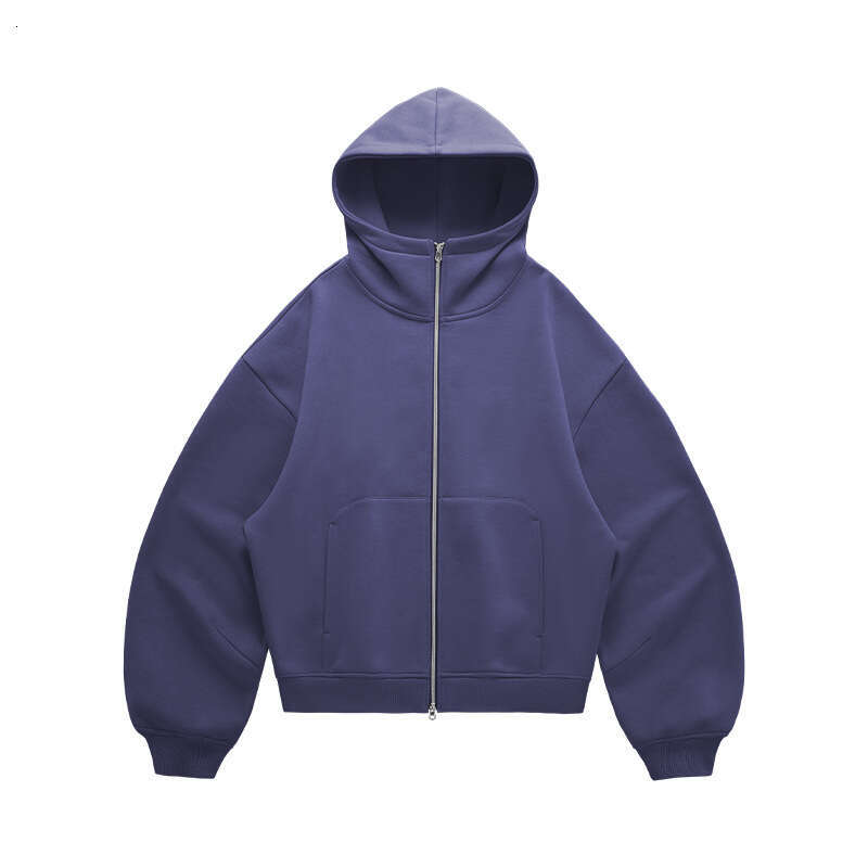 Men's Clothing | Curved Sleeve Boxy 2026 Autumn Winter New Eggshell Zipper Jacket Fleece Hoodie