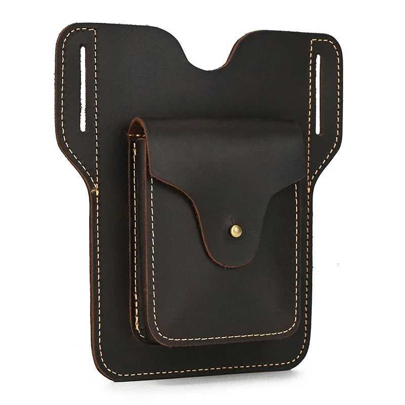 New Design Waist Bag Genuine Leather Phone Belt Pouch Crazy Horse Leather Mens Waist Pack Real Leather Tactical waist packL251024