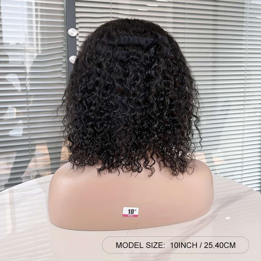 Wig Human Hair Glueless 13x4 Front Pre Plucked for Women 150% Density Mongolian HD Kinky Curly Bob Lace Frontal Wigs Wet and Wave