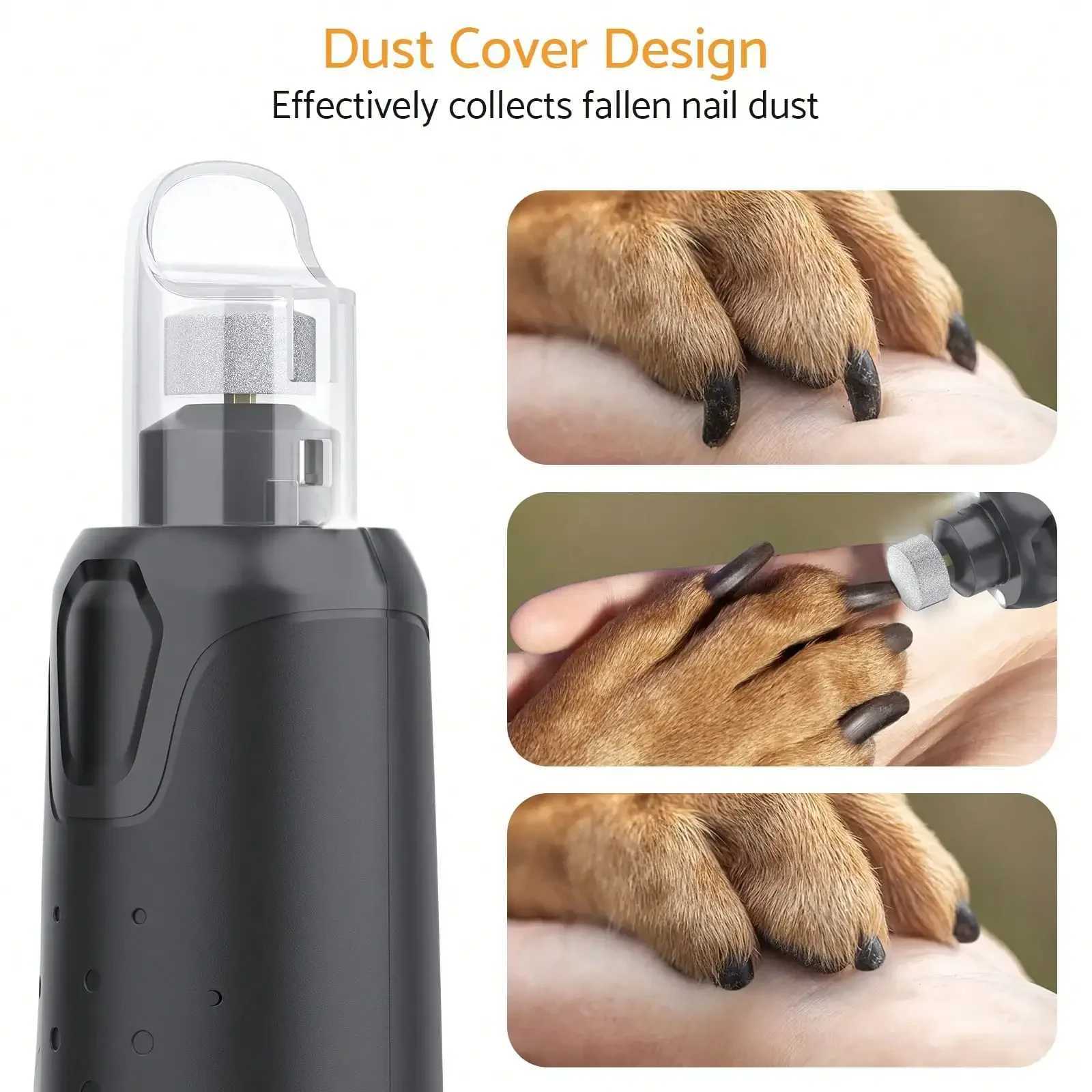 Pet Dog Nail Grinders Quiet 6 Speed USB Rechargeable Electric Dog Nail Trimmer with 2 LED Lights for Large Medium Small Dogs Z20251024