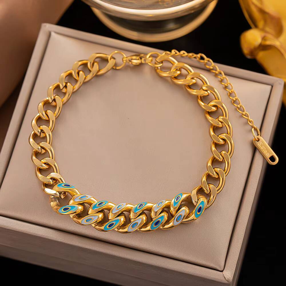 High Quality Wholesale 2024 New European and American HipHop Star Butterfly Flower Cuban Titanium Steel Bracelet