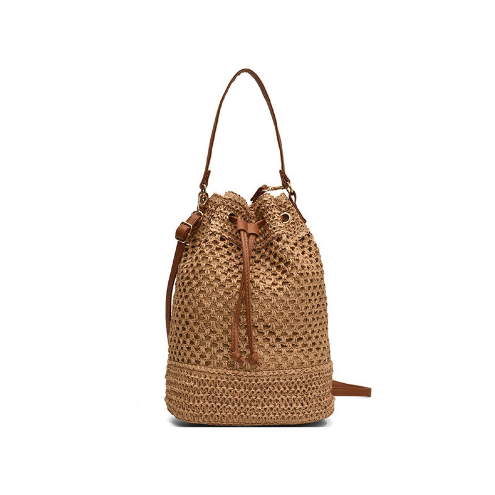 Woven Bag Women's New Fashion Bucket Bag Summer Niche Straw Bag Beach Shoulder Crossbody Bag