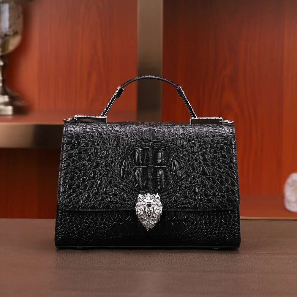 Vintage Crocodile Pattern Handbag For Women, Solid Color Crossbody Messenger Bag With Removable Strap, Magnetic Closure, Polyester Lined, Edge Paint D