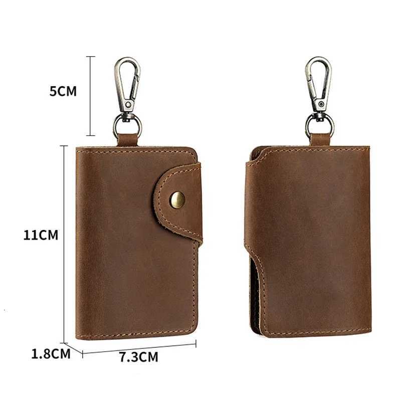 Men Genuine Leather Key Wallet Portable Car Key Pouch Bag Vintage Card Holder Case Household Keys Storage Bag Unisex Keys Case Z251023