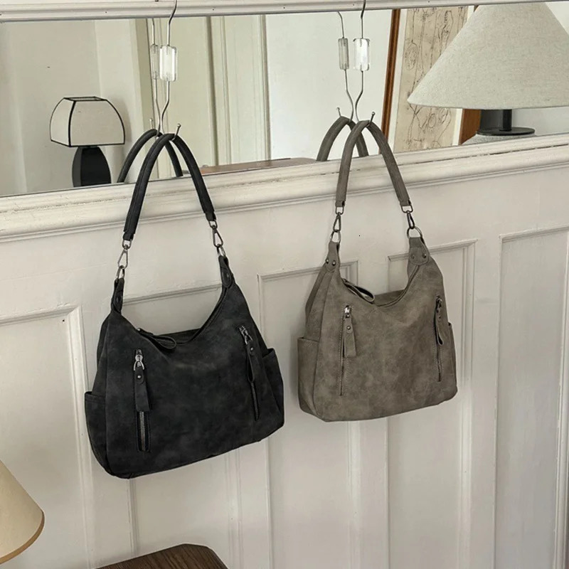 er Leather Female Side Bags Retro Shoulder Bag for Women Handbag Casual Ladies Large Capacity Tote Bag 251023