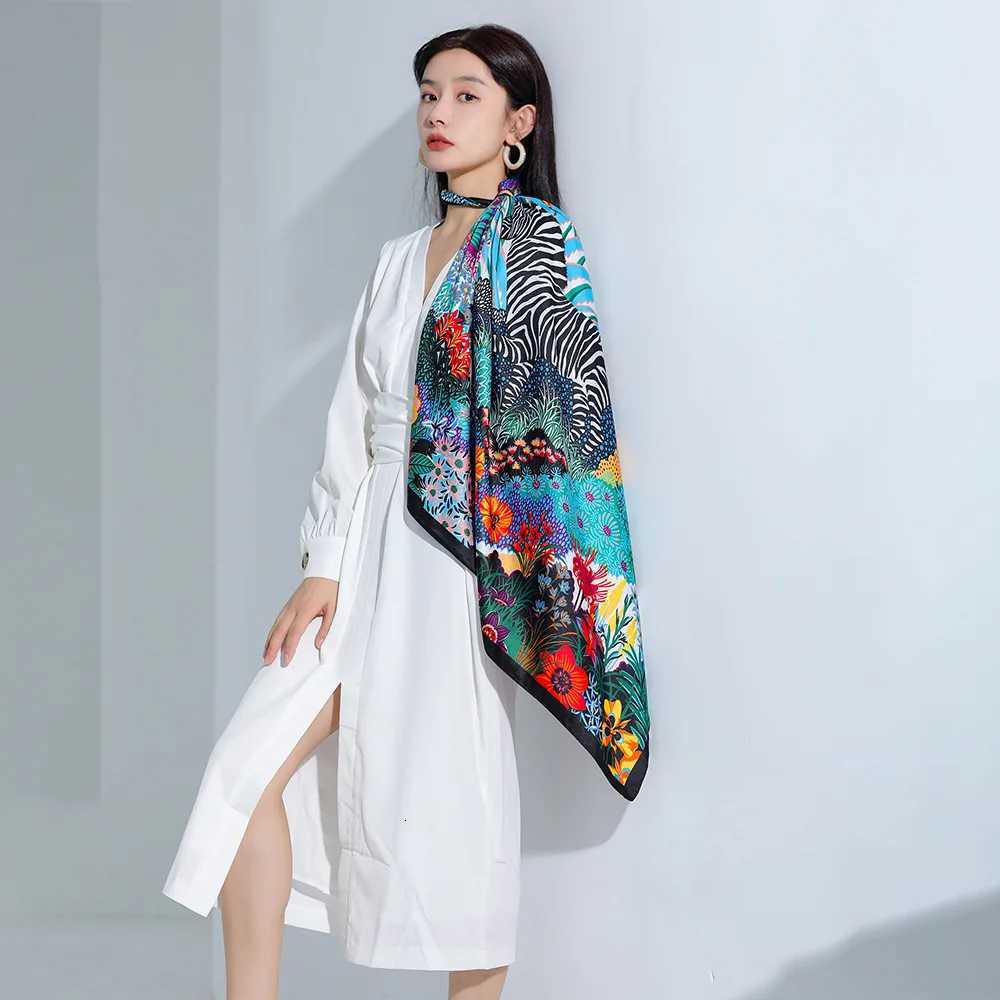 9090cm Wen Scarf Silk Feeling Hair Neck Square Brand Off band muffler Waiter Flight Attendants Handkerchief Rings wr Y251024
