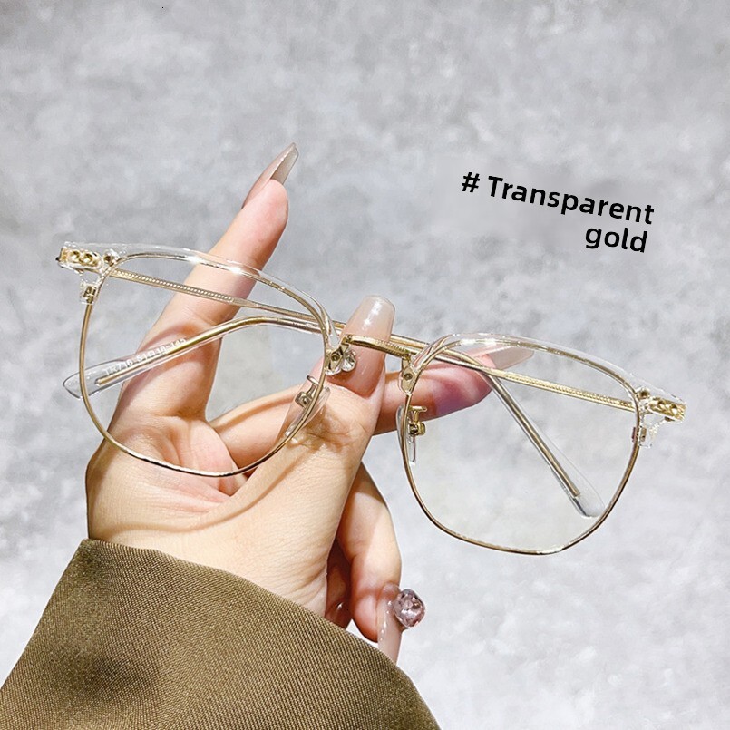 New Fashion Eyebrow Artistic Women Half Frame Myopia Can Be Equipped with Prescription Astigmatism Face Slimming Anti Blue Light Glasses