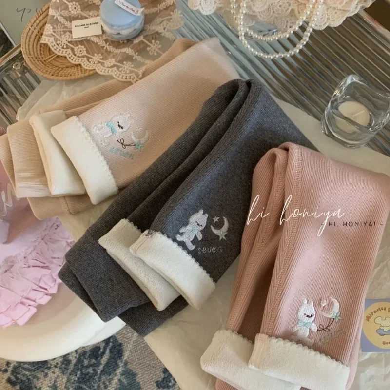 Girls Fleece Leggings Autumn WInter Korean Velvet Warm Pants 16Years Old Girl Casual Thicken TrousersT251024