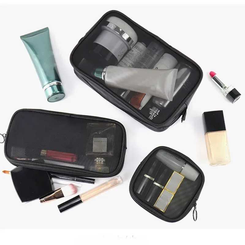 Pocket Cosmetic Bag Portable Black Mesh Mini Cosmetic Bag Lipstick Pouch Air Cushion Storage Bag Headset Sundries Storage caseT251024
