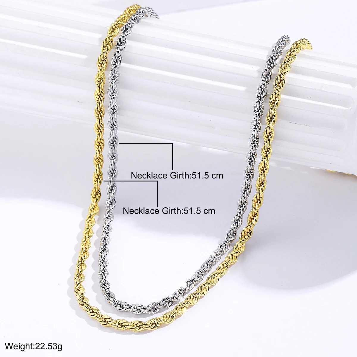 New Simple Classic Rope Chain for Men Women Necklace Casual Punk Stainl Steel Figaro Twisted Cuban Chain Necklace JewelryXJ251024
