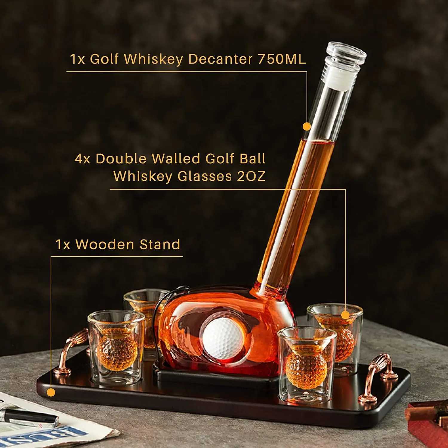 Funny Golf Whiskey Decanter Set with 4 Golf Ball Shot es High Borosilicate es Unique Gift Decanter for Wine Barware Y251024