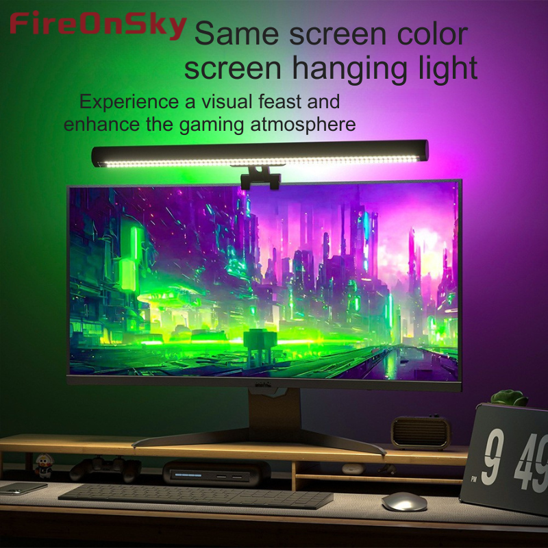 RGBIC Monitor Hanging Light, 40cm Screen-Sync Ambient Lamp with APP/Controller, 5V USB Powered PC+ABS+Aluminum Gaming Light Bar154---DX23014-3