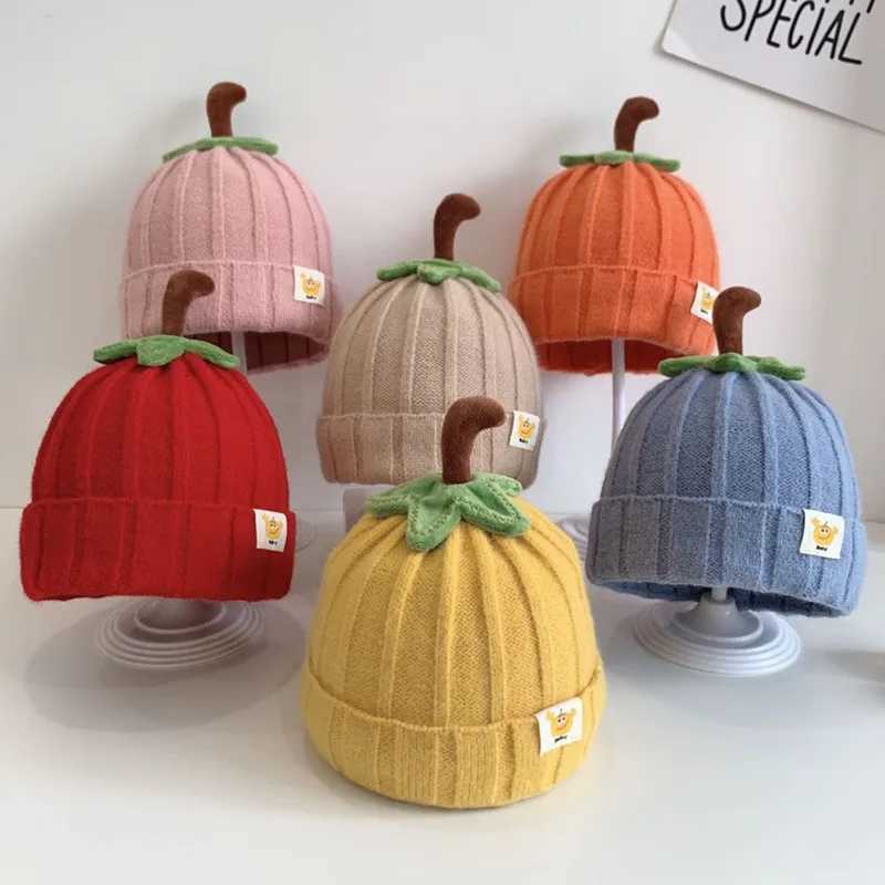 Winter Baby Knitted Hat Cute Pumpkin Toddler Beanies 636 Months Boy Girl Thick Woolen Warm Crochet Bonnet Children Pullover CapL251024