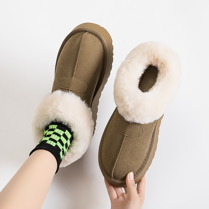 Free Shipping 2025 Designer Low-Top Snow Boots Women Thick-Sole Fleece-Lined Thickened Slip-On Winter Fuzzy Cotton Boots Warm Snow Shoes