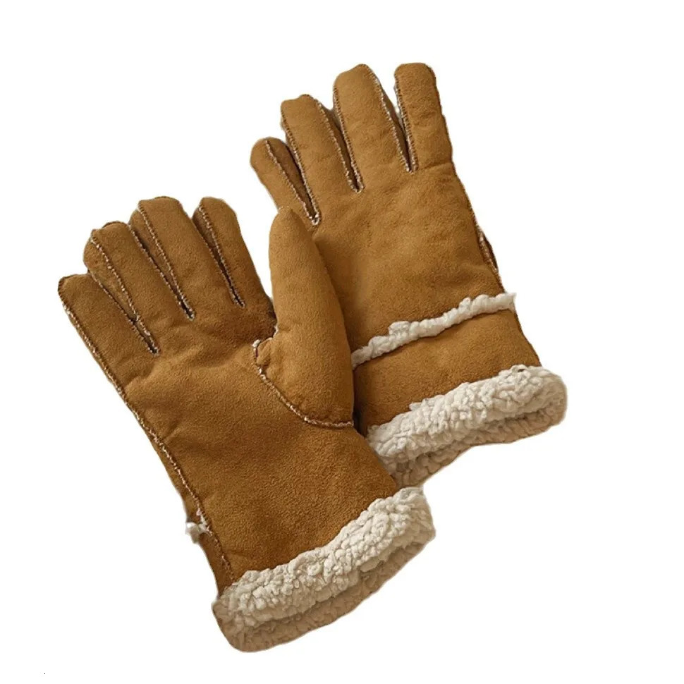 Women Winter Gloves Super Warm Winter Split Finger Gloves Outdoor Riding Skiing Windproof Lamb Fleece Thicken Plush Gloves Lady 251023
