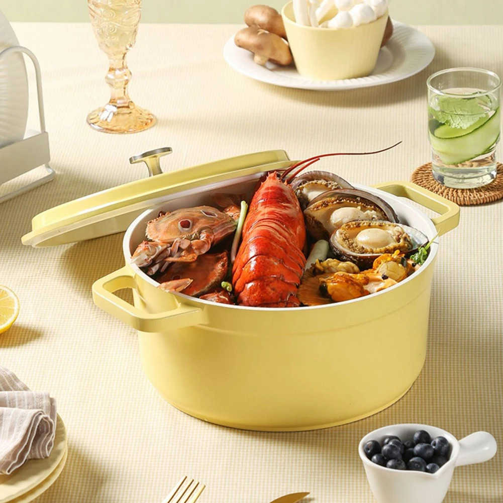 Enameled Cast Aluminum Dutch Oven with Lid Mini Cast Aluminum Pot Casserole Dutch Oven Cast Aluminum Pot Home Cooking Cookware M251024